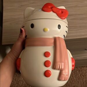 Hello Kitty Snowman Cookie Jar - White and Red